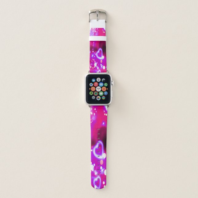 Valentine Heart Red Pink Purple LOVE Apple Watch Band (Front)