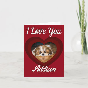 Valentine heart shih tzu love Custom photo name Card