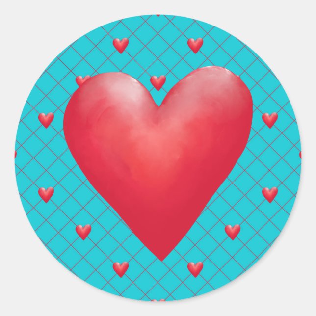 Valentine Heart Sticker, You Customize Classic Round Sticker (Front)