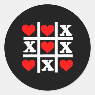 Valentine Heart Tic Tac Toe  Classic Round Sticker