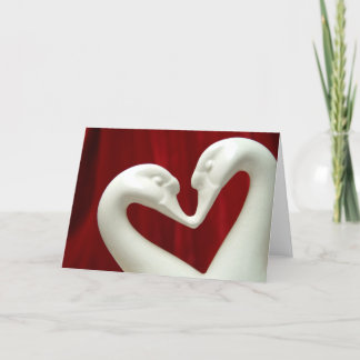 valentine heart two swans kissing holiday card