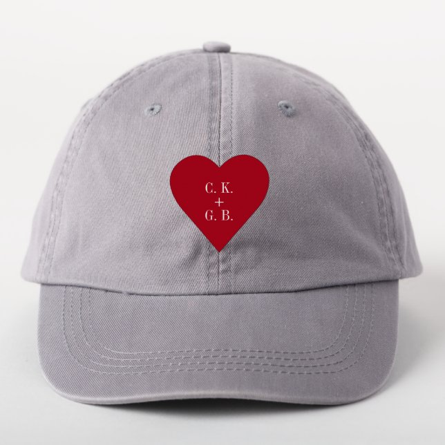 Valentine Heart w Initials Patch Iron On or Sticky (On Headwear)
