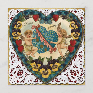 Valentine Heart with Lace - Vintage Victorian 2 Holiday Card