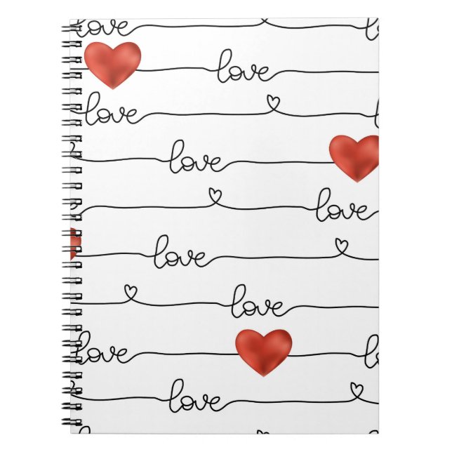 Valentine Hearts: 3D Line Design Notebook (Front)