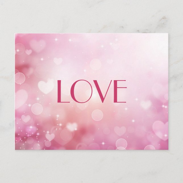 Valentine Hearts Abstract Pink Background Holiday Postcard (Front)