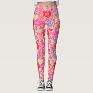 Valentine Hearts and Flowers Leggings