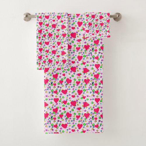 Valentine Hearts Bath Towel Set