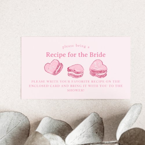 Valentine Hearts Bridal Shower Recipe Request  Enclosure Card