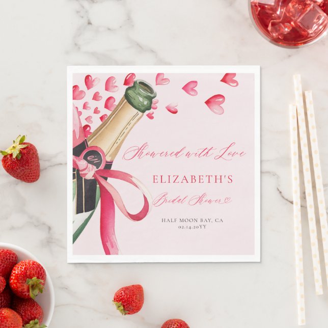 Valentine Hearts Bubbly Whimsical Bridal Shower Napkins (Insitu)