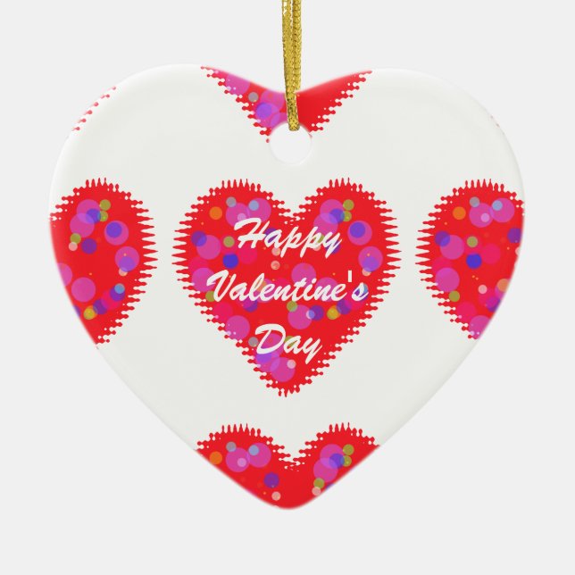 Valentine Hearts Ceramic Ornament (Front)