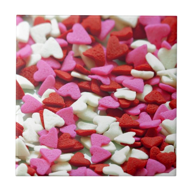 Valentine Hearts Ceramic Tile (Front)