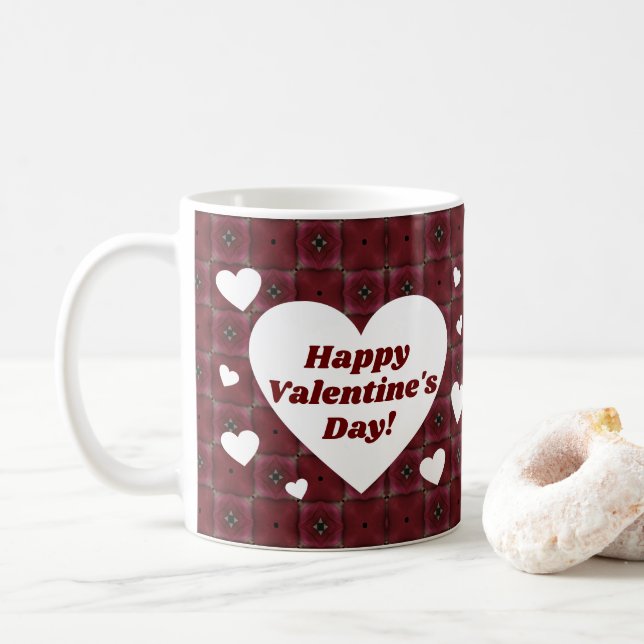 Valentine Hearts Coffee Mug (With Donut)