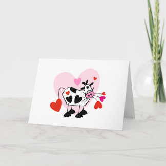 Valentine Hearts Cow Holiday Card