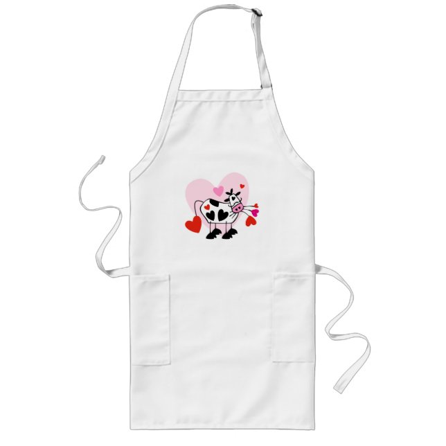 Valentine Hearts Cow Long Apron (Front)