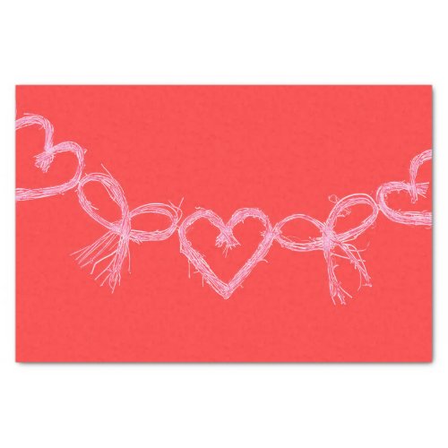Valentine Hearts Cute Red White Decoupage Tissue Paper