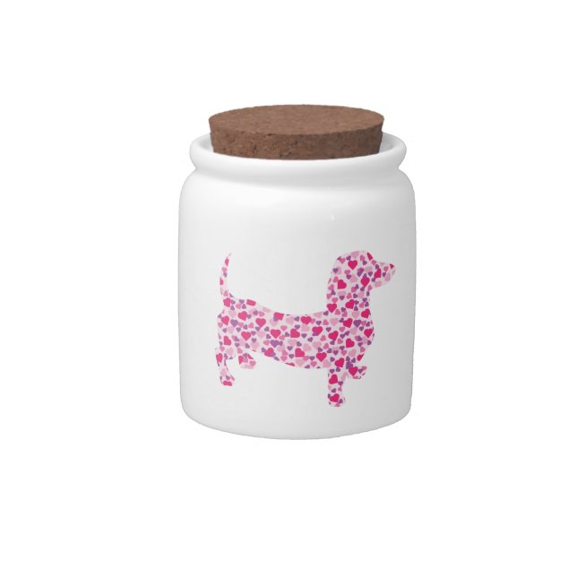 Valentine Hearts Dachshund Candy Jar (Front)
