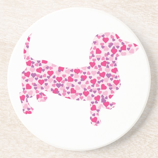 Valentine Hearts Dachshund Coaster (Front)
