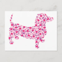 Valentine Hearts Dachshund Holiday Postcard