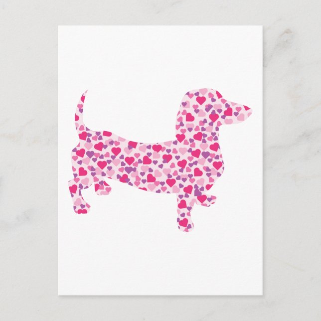 Valentine Hearts Dachshund Holiday Postcard (Front)