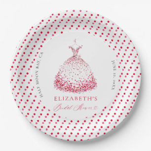Valentine Hearts Dress Bow Elegant Bridal Shower Paper Plates
