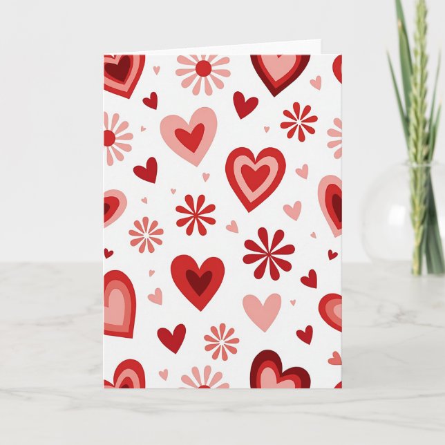 Valentine Hearts Floral Love Card (Front)