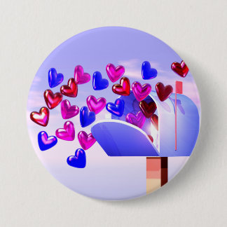 Valentine Hearts Flying out of Mailbox Button