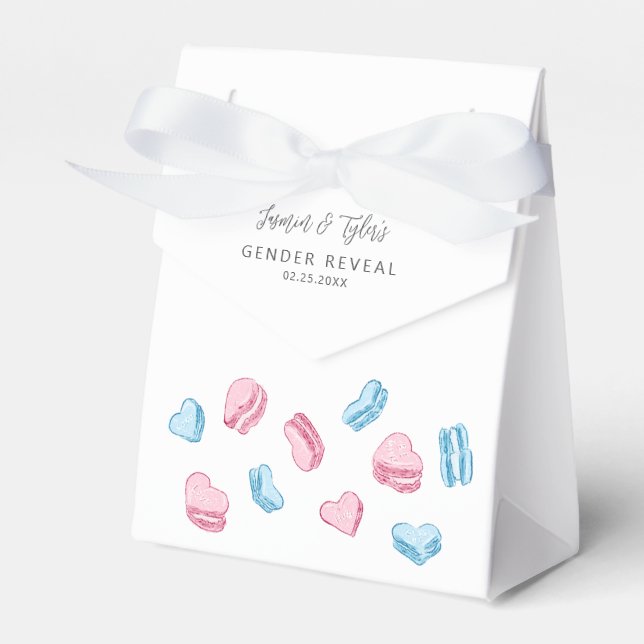 Valentine Hearts Gender Reveal Party Favor Box (Front Side)