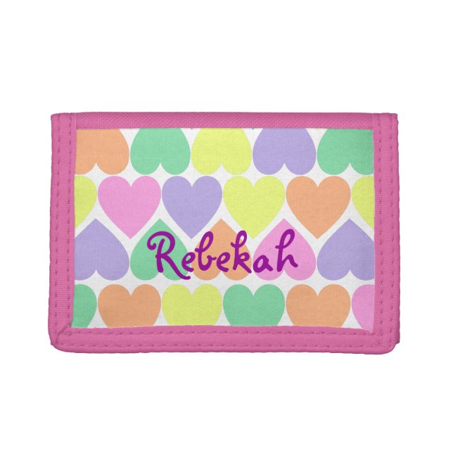 Valentine Hearts Girls Personalized Wallet (Front)