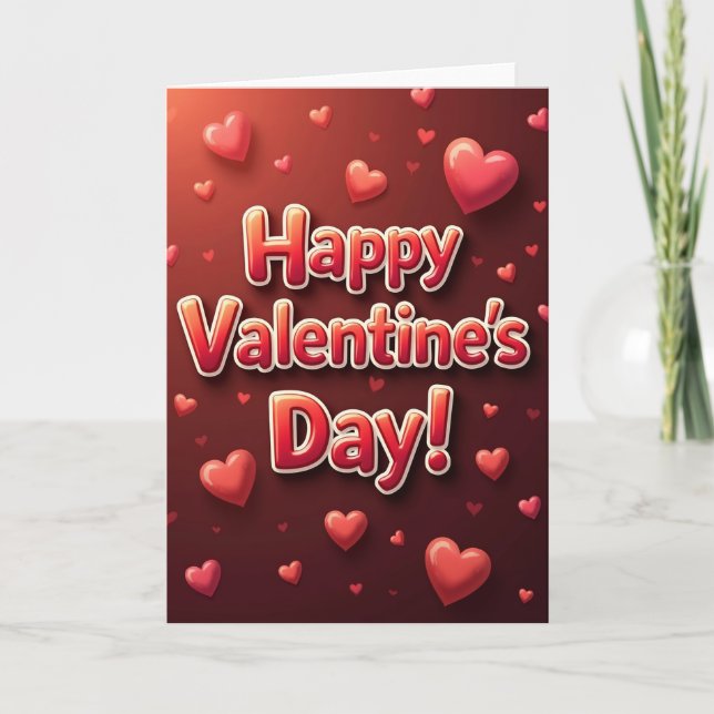 Valentine Hearts Greeting Card (Front)