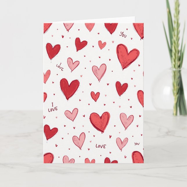 Valentine Hearts I Love You Card (Front)