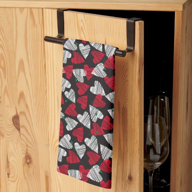 Valentine Hearts Kitchen Towel (Thirds Fold)