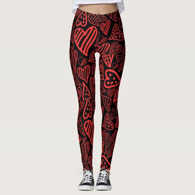 Valentine_hearts leggings black  (Front)