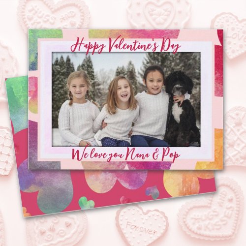 Valentine Hearts Love You Grandparents Flat Card