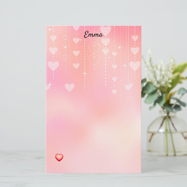 Valentine Hearts on a String Stationery (Creator Uploaded)