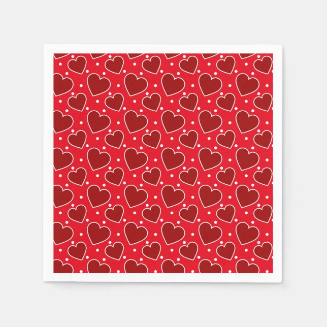Valentine Hearts Paper Napkins (Front)