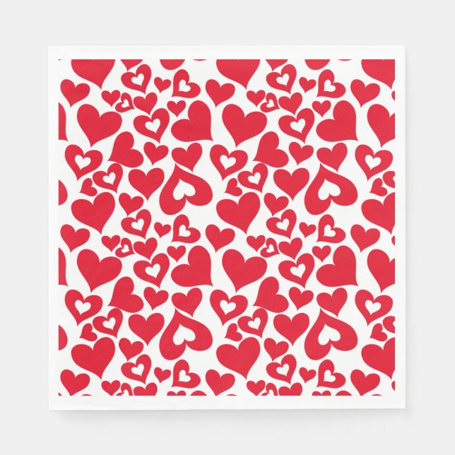 Valentine Hearts Paper Napkins (Front)