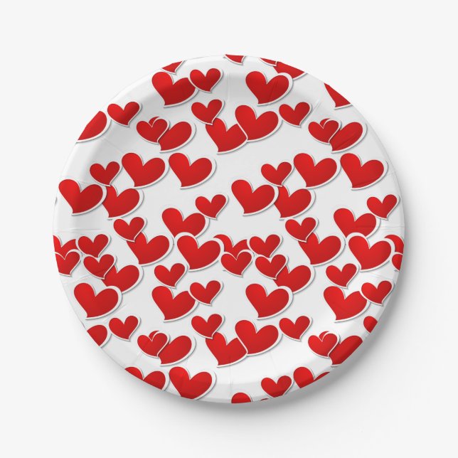 Valentine Hearts Paper Plates (Front)