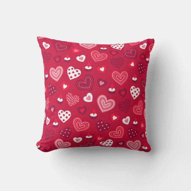 Valentine hearts pattern 2 throw pillow (Front)