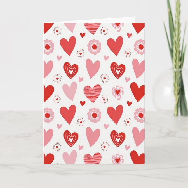 Valentine Hearts Pattern Card (Front)