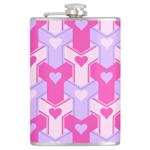 Valentine Hearts Pattern Flask