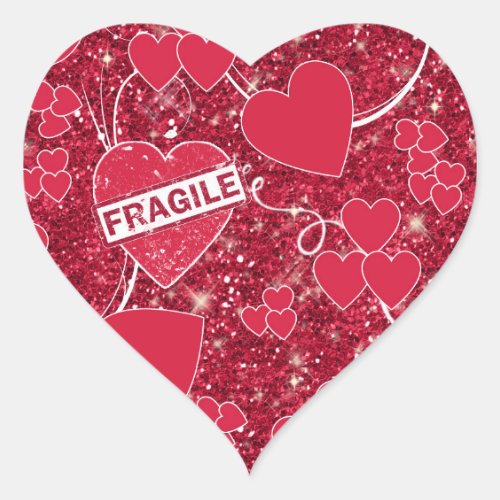 Valentine Hearts Pattern Fragile Glitter ID300 Heart Sticker