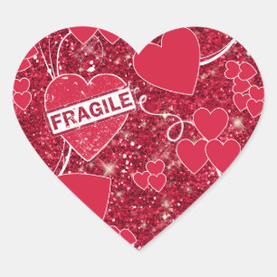 Valentine Hearts Pattern Fragile Glitter ID300 Heart Sticker