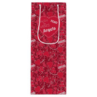Valentine Hearts Pattern Fragile Glitter ID300 Wine Gift Bag