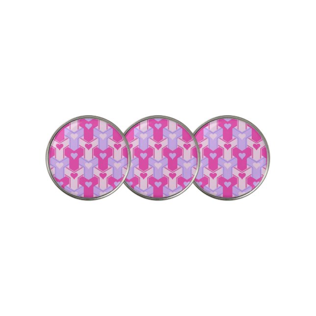Valentine Hearts Pattern Golf Ball Marker (3 Up)