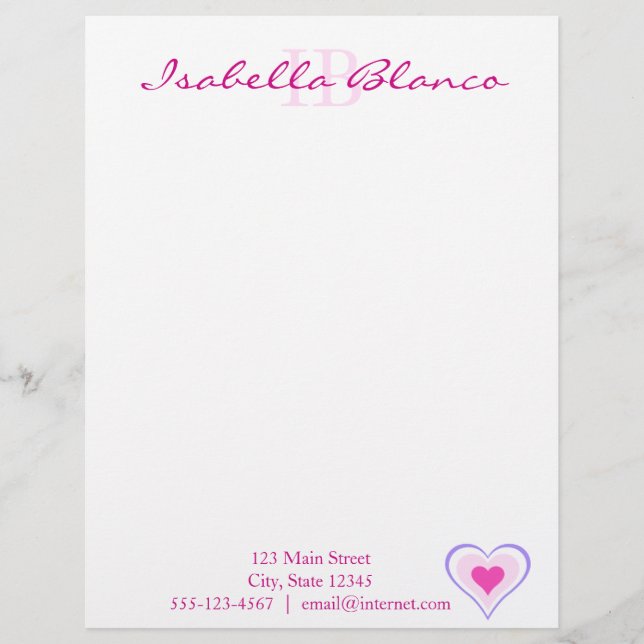Valentine Hearts Pattern Letterhead (Front)