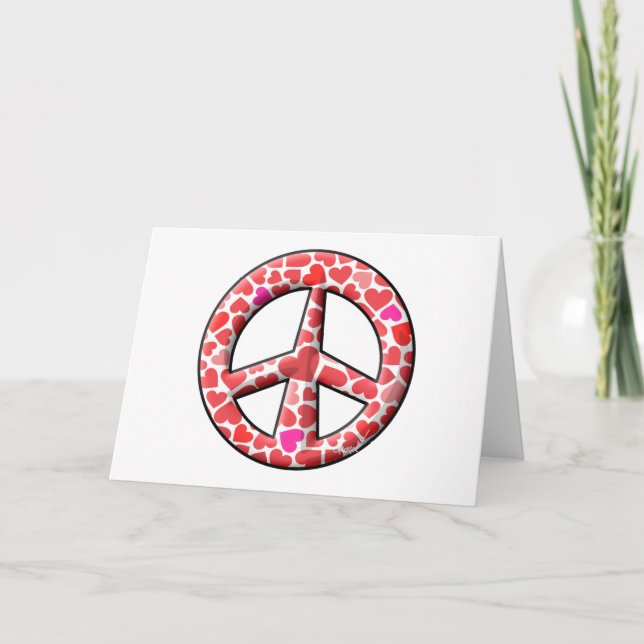Valentine Hearts Peace Sign Holiday Card (Front)