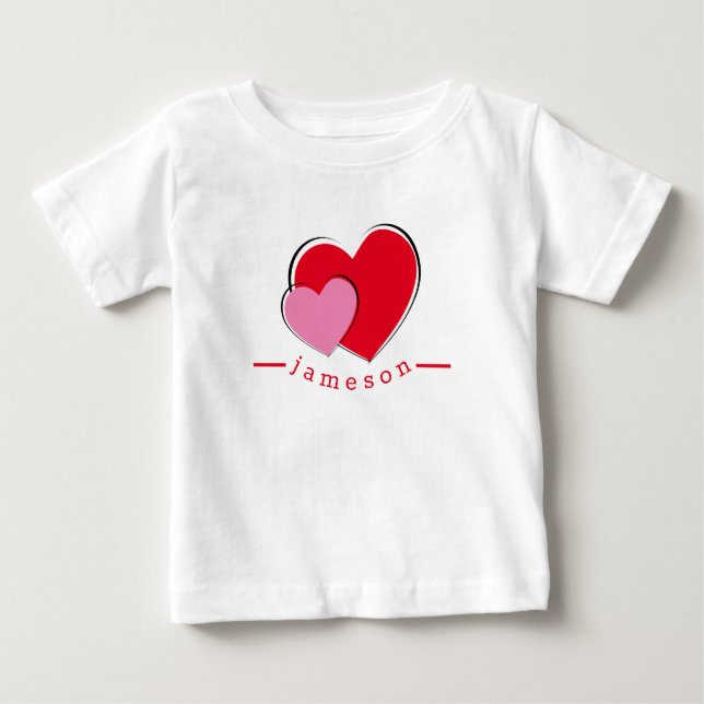 Valentine Hearts Personalized Baby T-Shirt (Front)