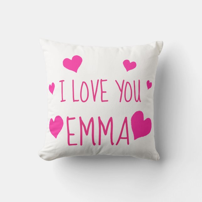 Valentine Hearts Personalized I Love You Throw Pillow (Front)