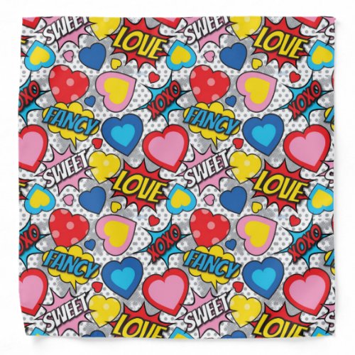 Valentine Hearts Pop Art Bandana