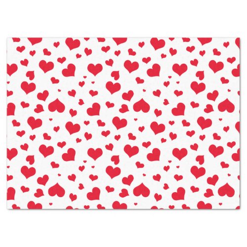 Valentine Hearts Random Pattern redWhite Tissue Paper